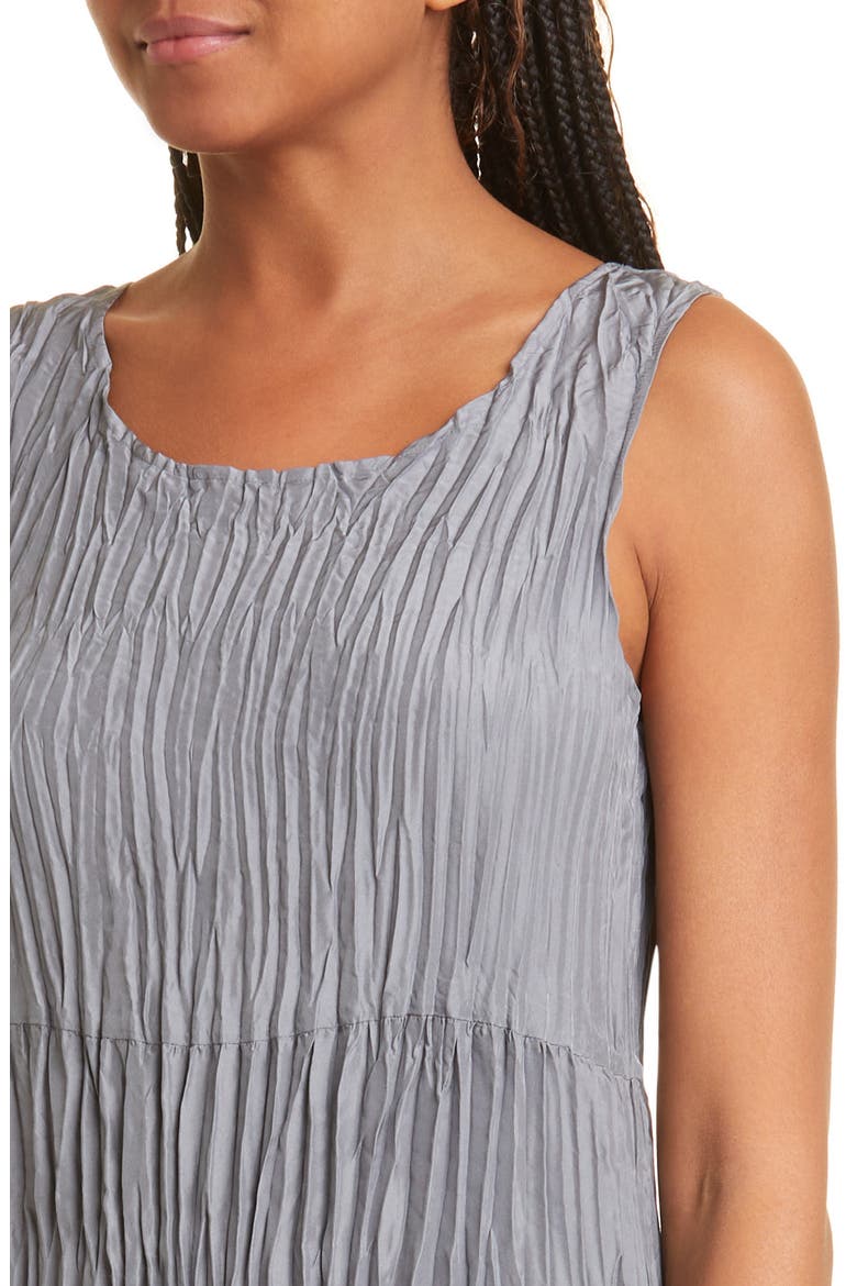 Tiered Pleated Silk Midi Dress, Alternate, color, STEEL
