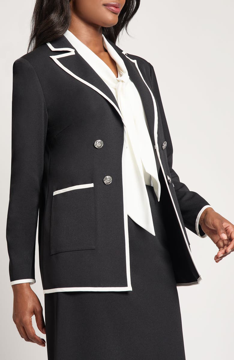 Ming Wang Contrast Detail Jacket, Alternate, color, Black/ White