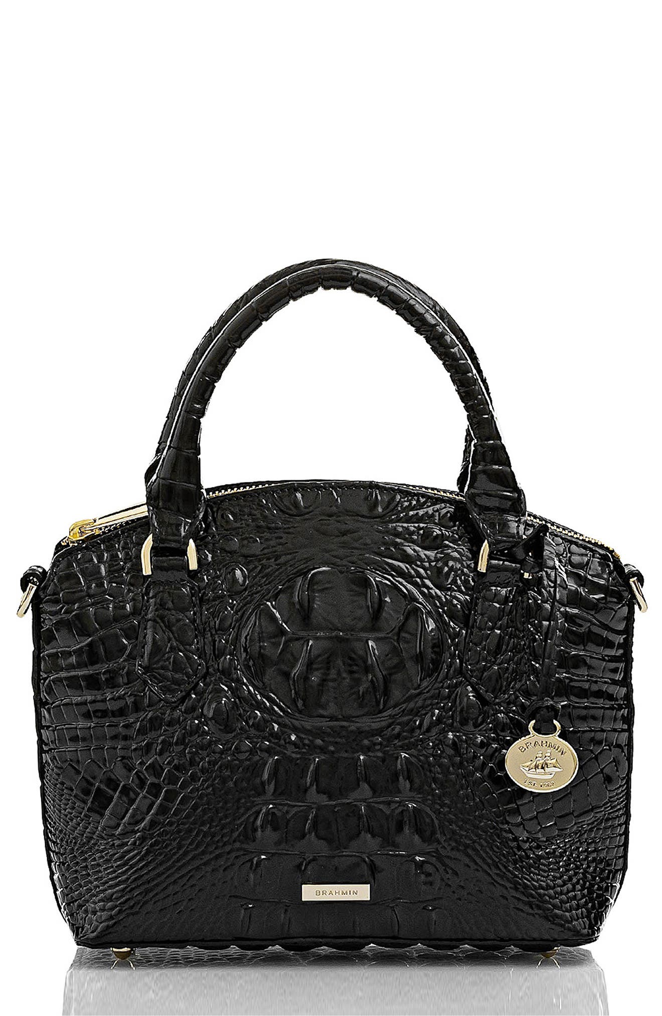 Brahmin Mini Duxie Croc Embossed Leather Crossbody Bag, Main, color, 
