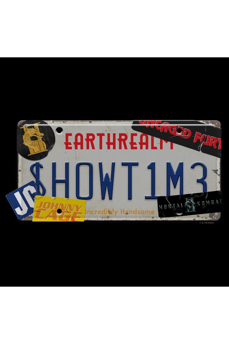 Men's Mortal Kombat II Johnny Cage Showtime License Plate  Graphic T-Shirt, Alternate, color, Black