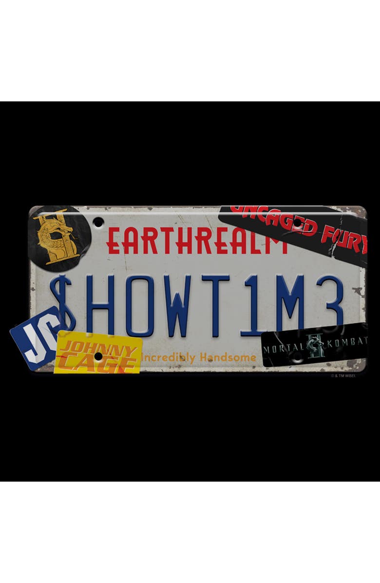 Mortal Kombat II Men's Mortal Kombat II Johnny Cage Showtime License Plate Graphic T-Shirt, Alternate, color, Black