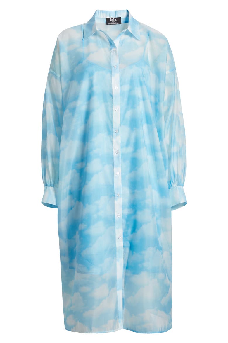 Cloud Sheer Long Sleeve Shirtdress, Alternate, color, CLOUD