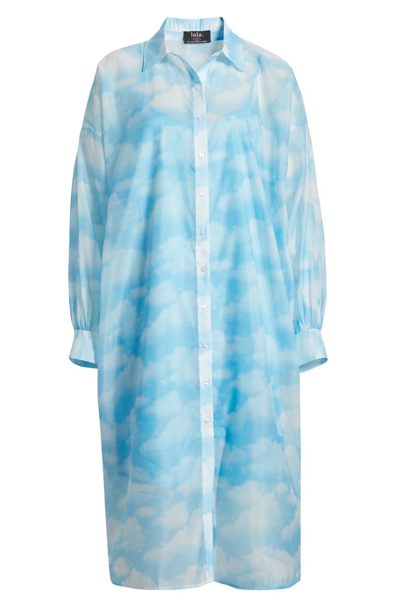 Dressed in Lala Cloud Sheer Long Sleeve Shirtdress, Alternate, color, Cloud