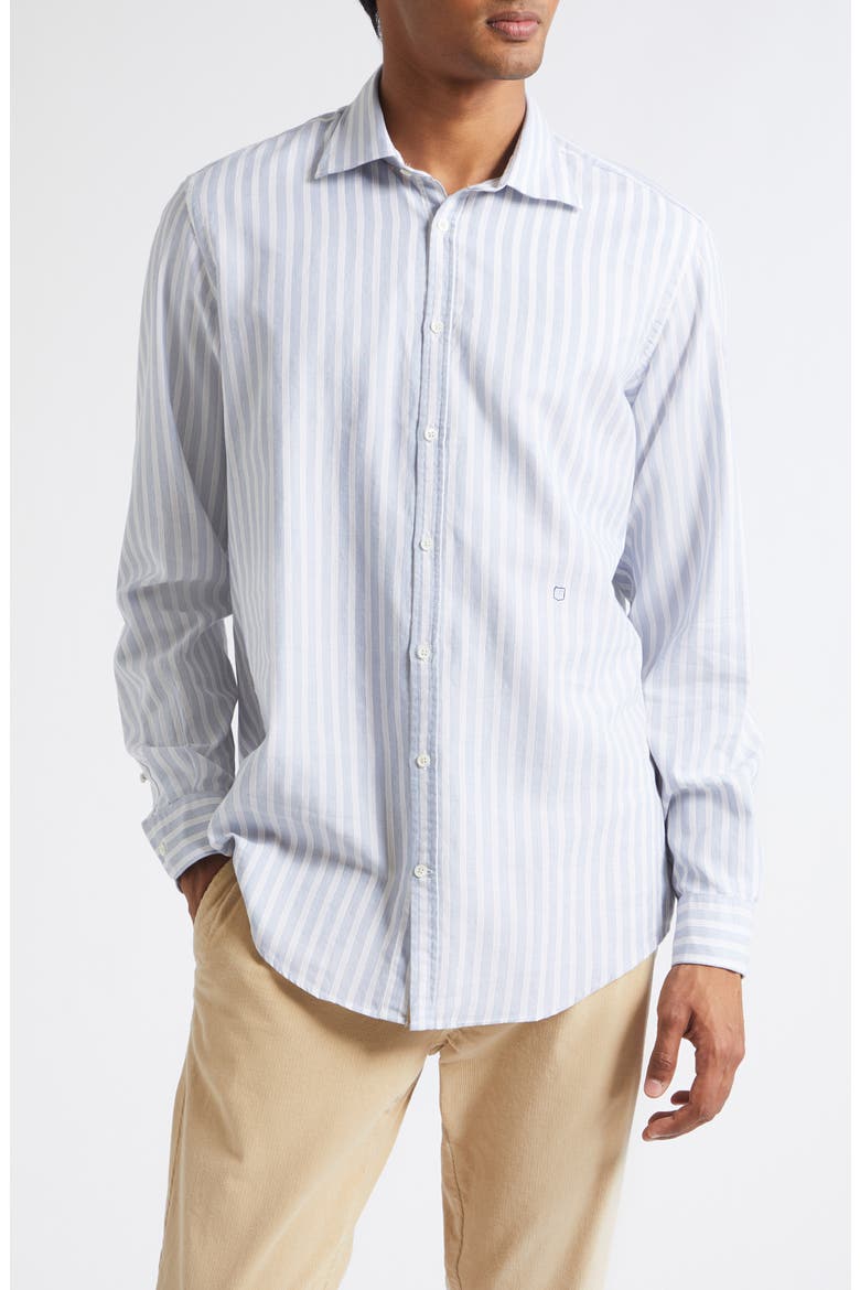 Plaid Cotton Button-Up Western Shirt, Main, color, AIR BLUE