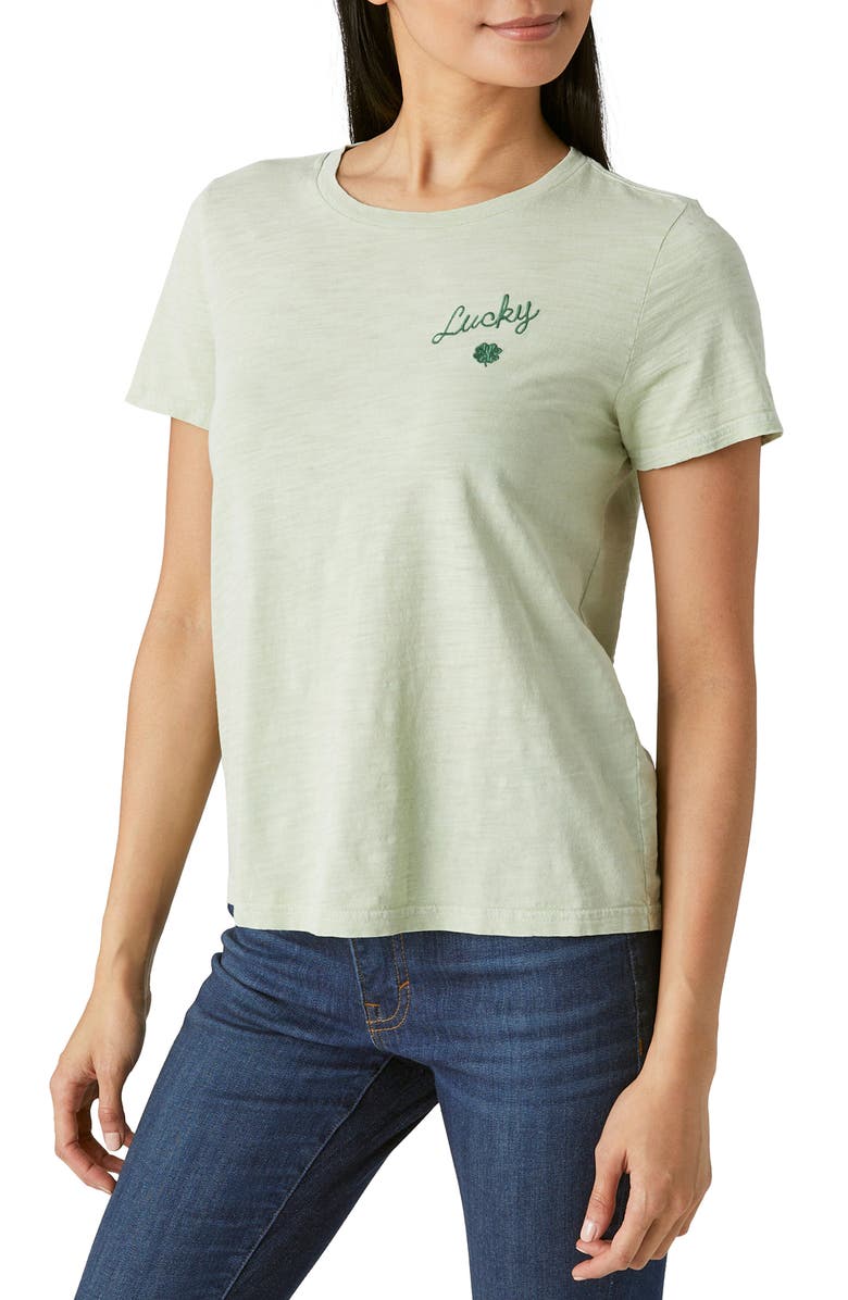 Lucky Brand Embroidered Clover Slub T-Shirt, Alternate, color, 