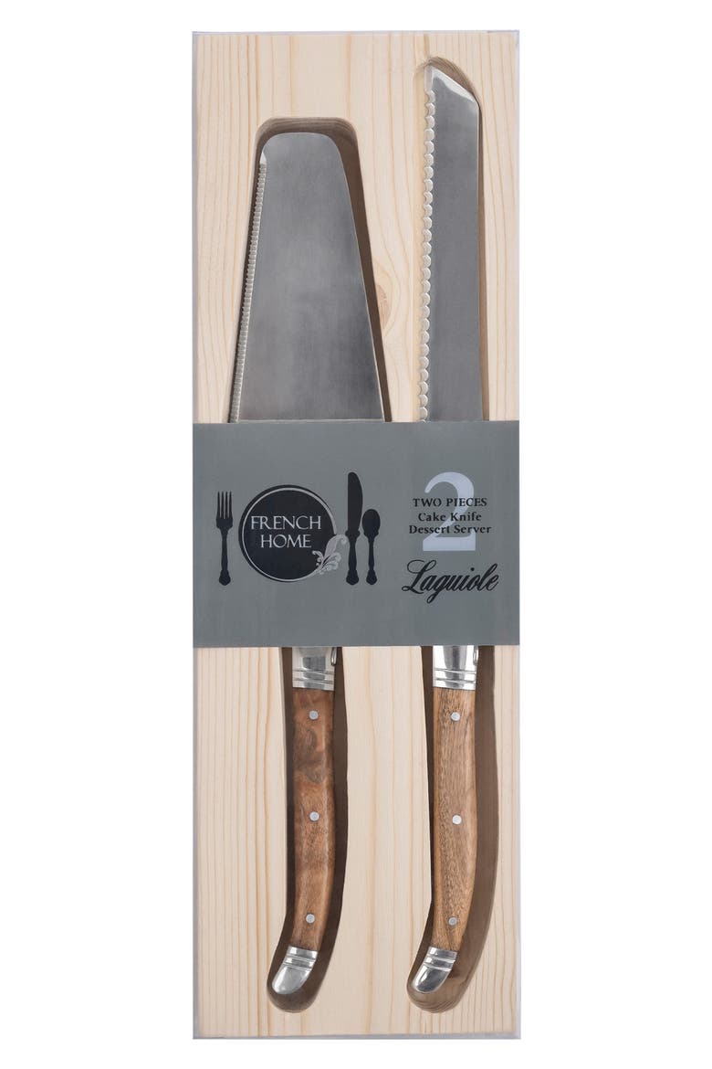 Connoisseur Laguiole Cake Knife & Server Set, Alternate, color, OLIVE WOOD
