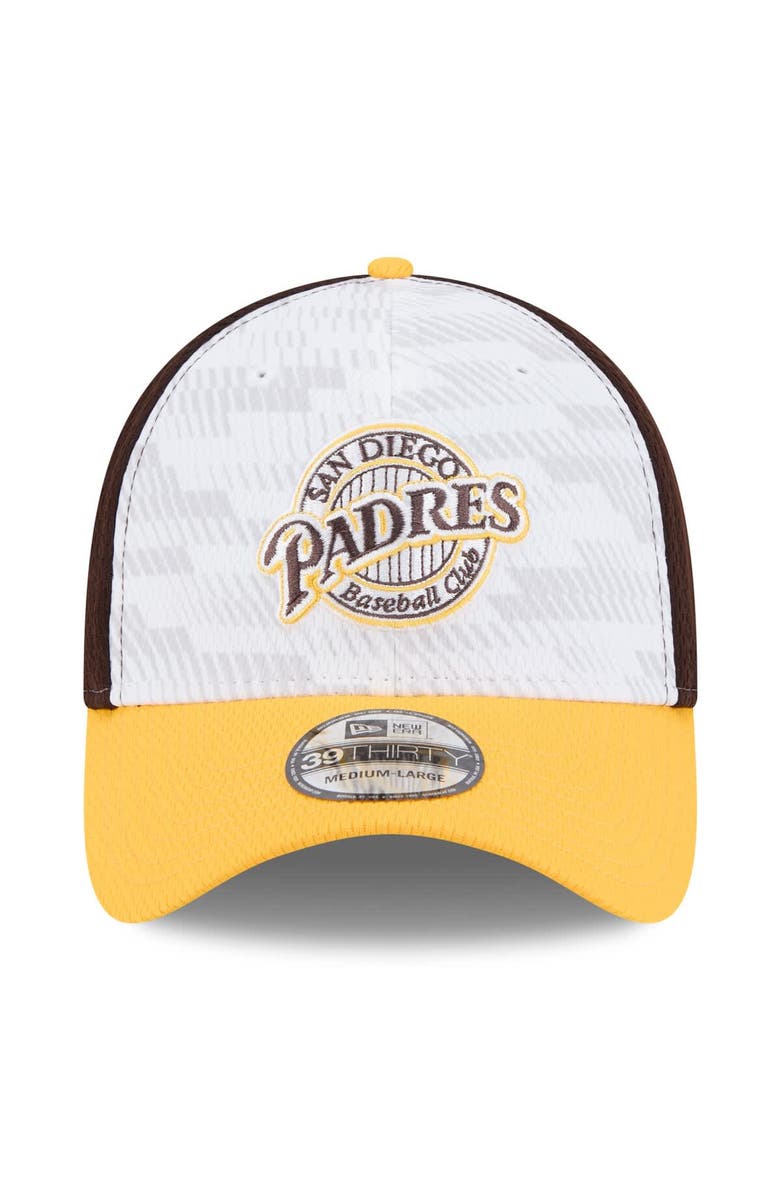 New Era Men's New Era Brown/Gold San Diego Padres 2025 MLB Clubhouse 39THIRTY Flex Hat, Alternate, color, Brown