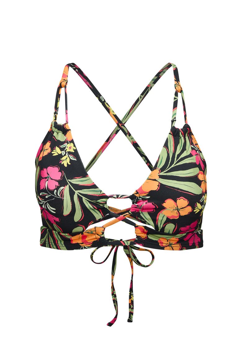 Tatiana Swimwear Bra, Alternate, color, Tropical black
