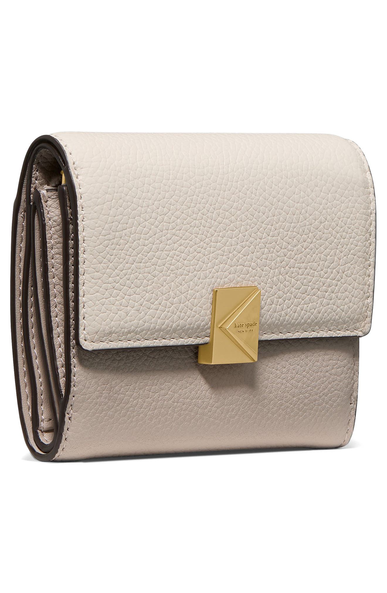 deco colorblock pebble leather trifold wallet, Alternate, color, CASHEW MILK MULTI