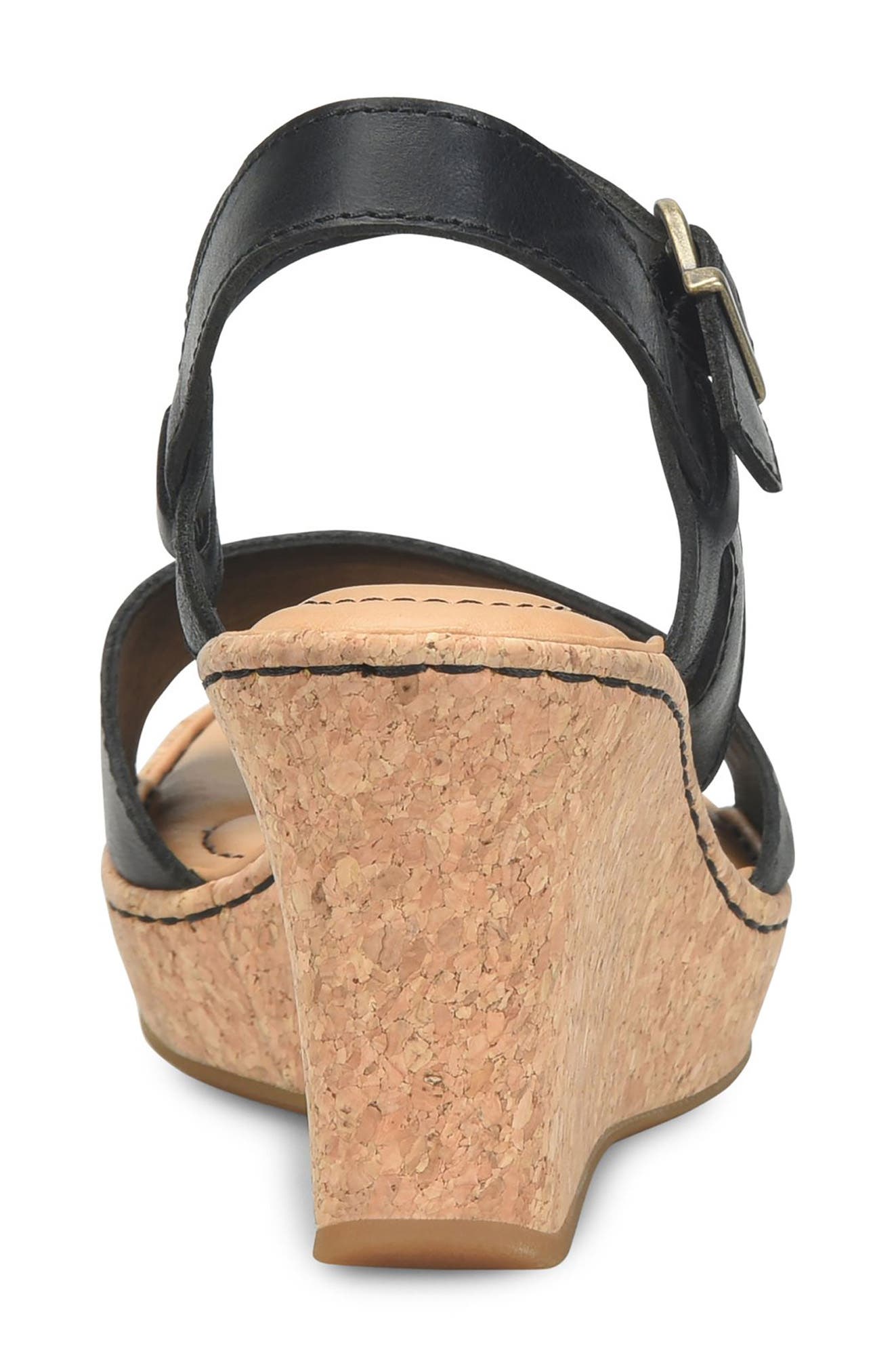 Børn Janine Wedge Sandal, Alternate, color, Black Leather