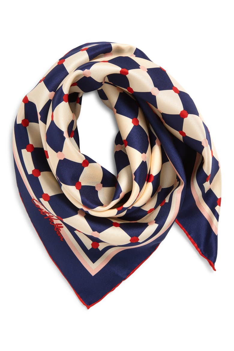 Checkerboard Silk Square Bandana, Alternate, color, BLUE