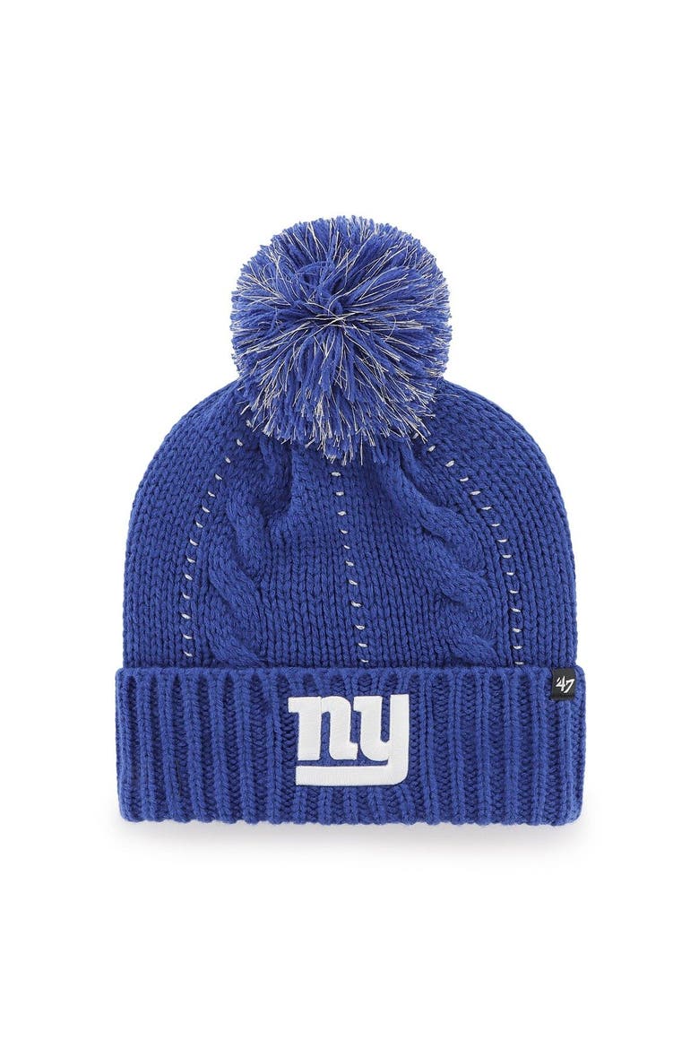 Women's '47 Royal New York Giants Bauble Cuffed Knit Hat with Pom, Main, color, Royal