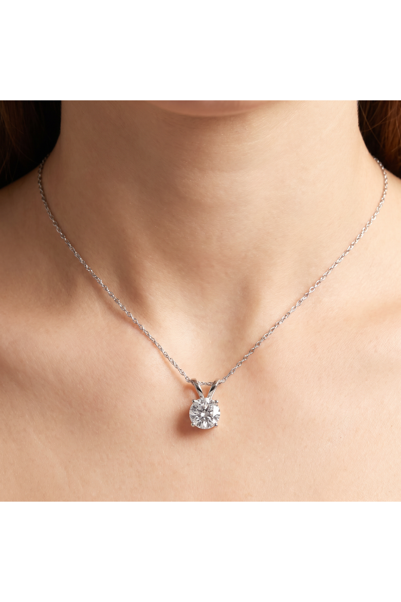 3/4ct Diamond Round Solitaire Pendant 14K Gold Lab Grown, Alternate, color, 14k White Gold