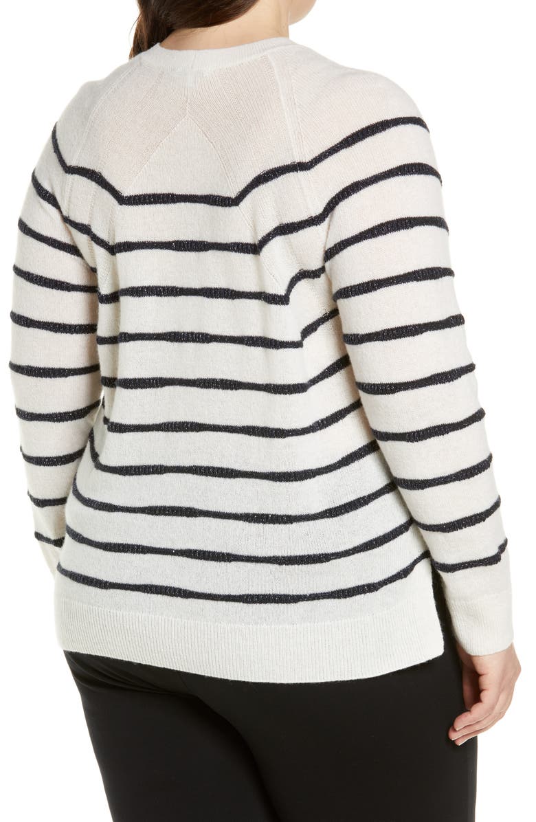Lafayette 148 New York Stripe Cashmere Blend Sweater, Alternate, color, 