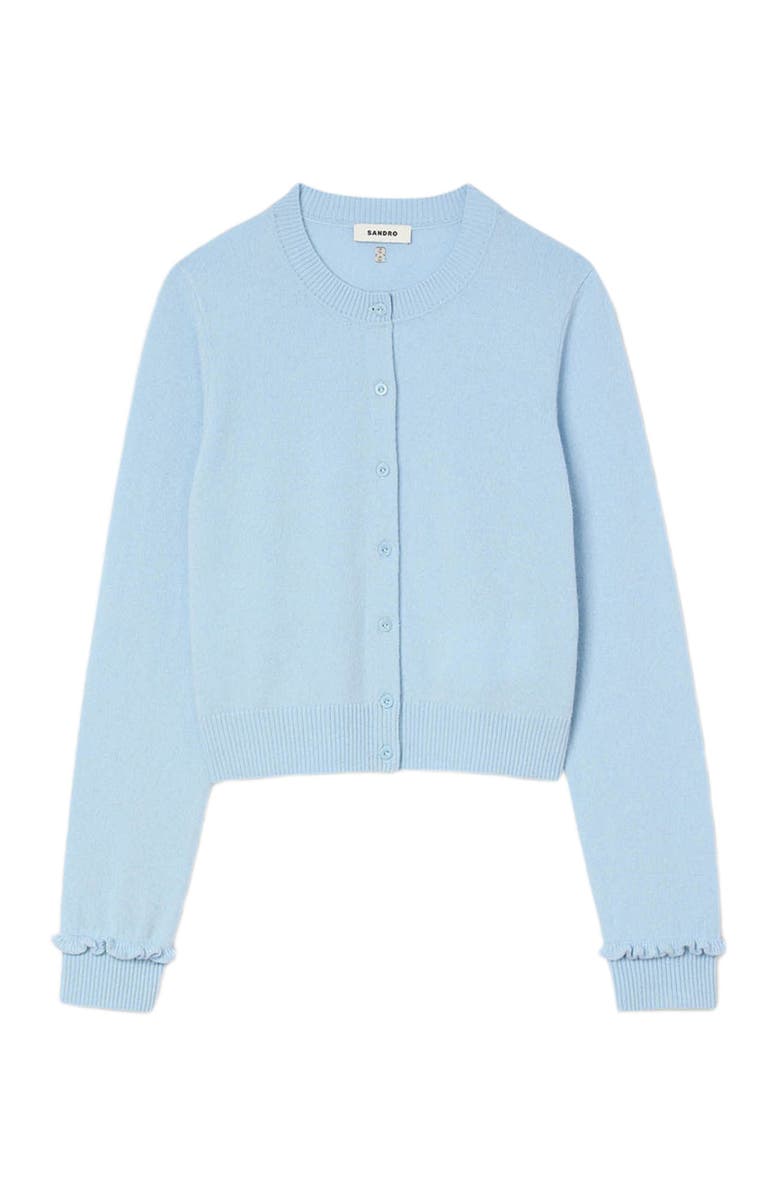 SANDRO Ruffled cardigan, Alternate, color, Sky Blue