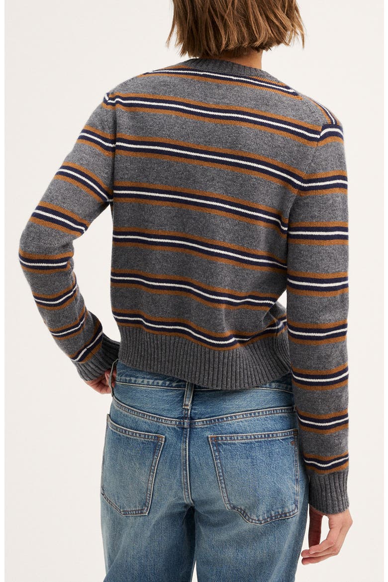 The Mila Stripe Crewneck Sweater in SoftWool, Alternate, color, HEATHER GREY MINI MULTI STRIPE