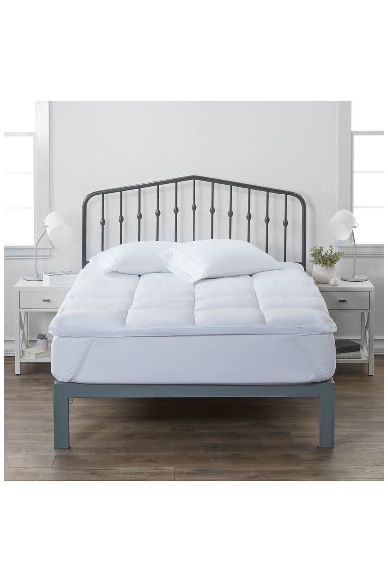 HOME SPUN Luxury Ultra Plush Mattress Topper, Main, color, WHITE