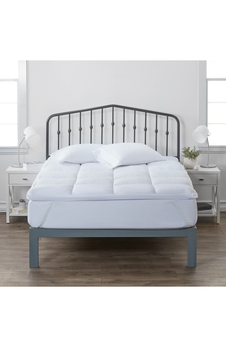 HOMESPUN HOME SPUN Luxury Ultra Plush Mattress Topper, Main, color, White