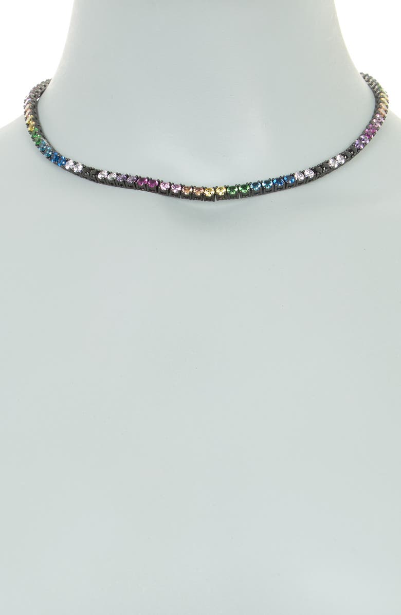 Kurt Geiger London Crystal Tennis Necklace, Alternate, color, Green Multi