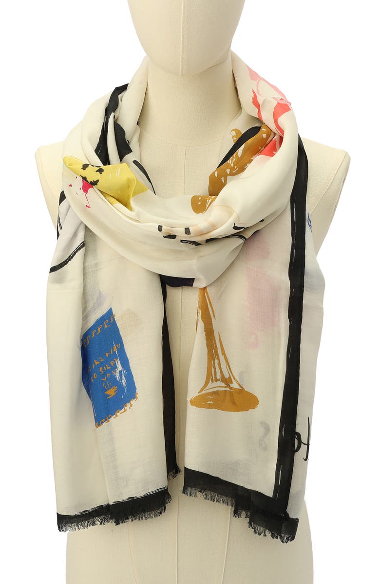 Kate Spade New York things we love oblong scarf, Alternate, color, Cream