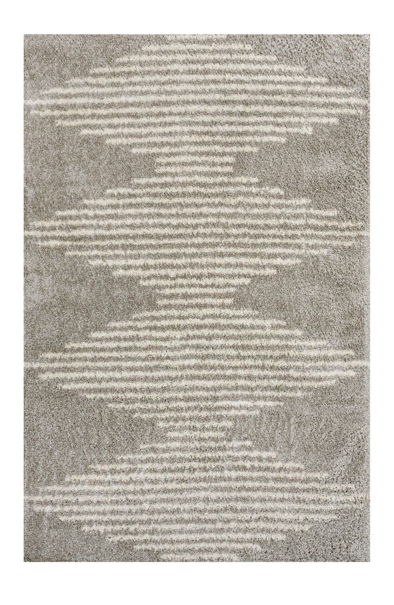 JONATHAN Y Elm Diamond Stripe Geometric Shag Area Rug, Alternate, color, Gray/Ivory