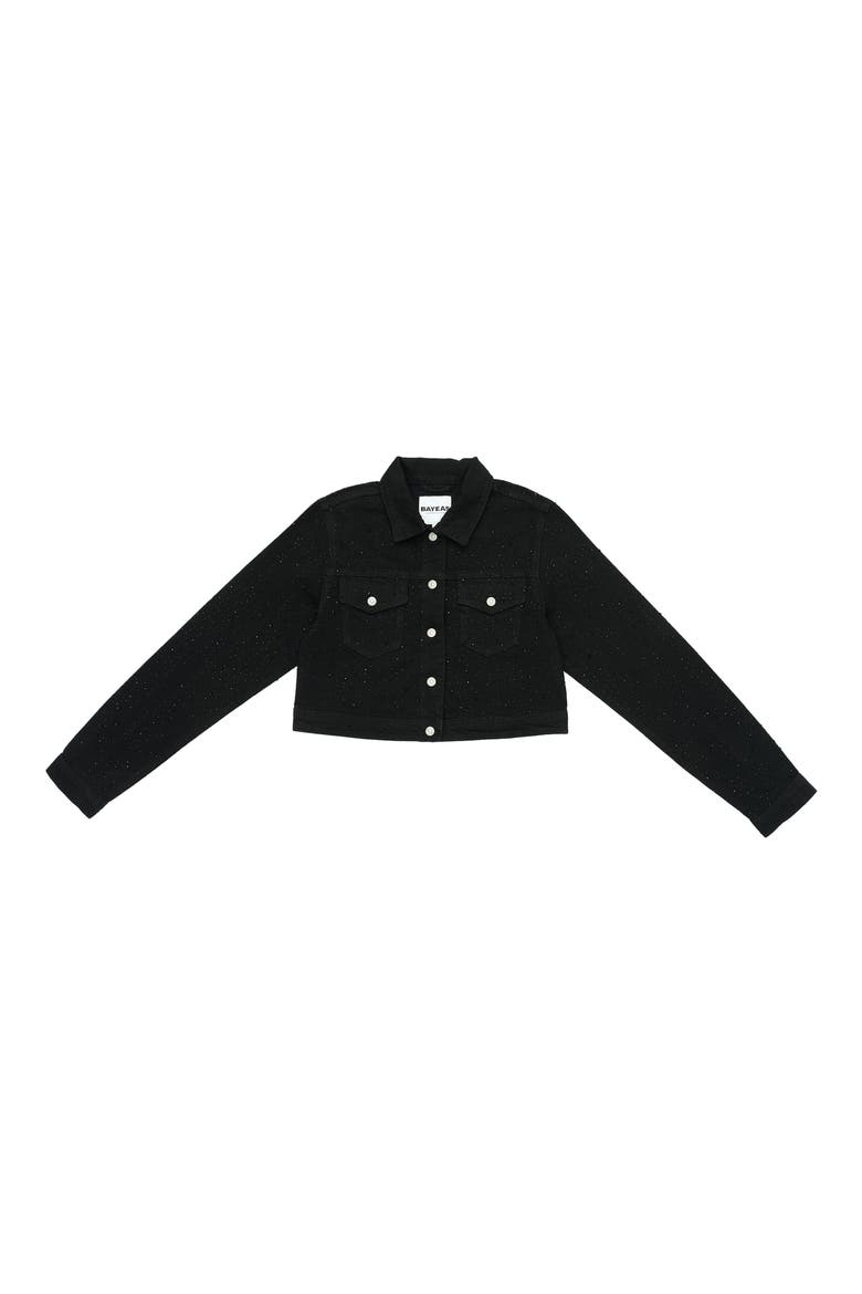 Alice Rhinestone Denim Jacket, Alternate, color, BLACK