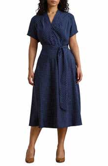 Micro Dot Crêpe de Chine Midi Shirtdress
