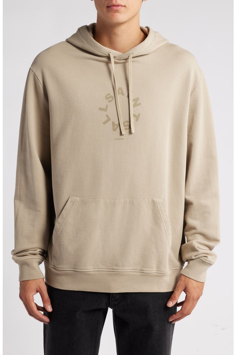 Tierra Logo Cotton French Terry Graphic Hoodie, Main, color, MOORLAND BROWN