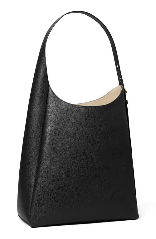 Tory Burch Romy Pebbled Leather Hobo Bag In Black
