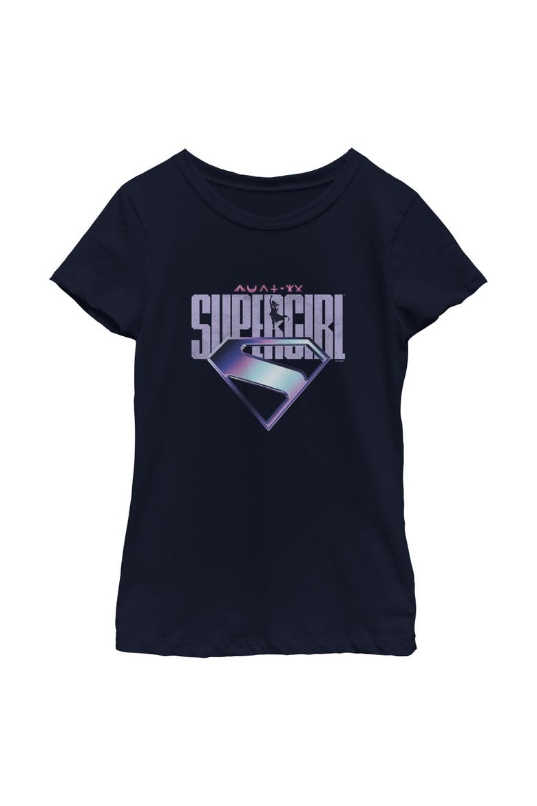 Girl's Supergirl Girl of Steel Logo  Graphic T-Shirt, Main, color, Navy Blue