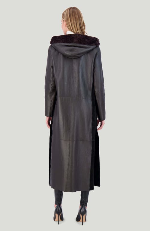 Gorski Reversible Shearling Lamb Belted Long Coat With Side Slits In Brown