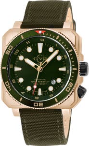 GV2 XO Gold-Tone Submarine Canvas Strap Watch, 44mm