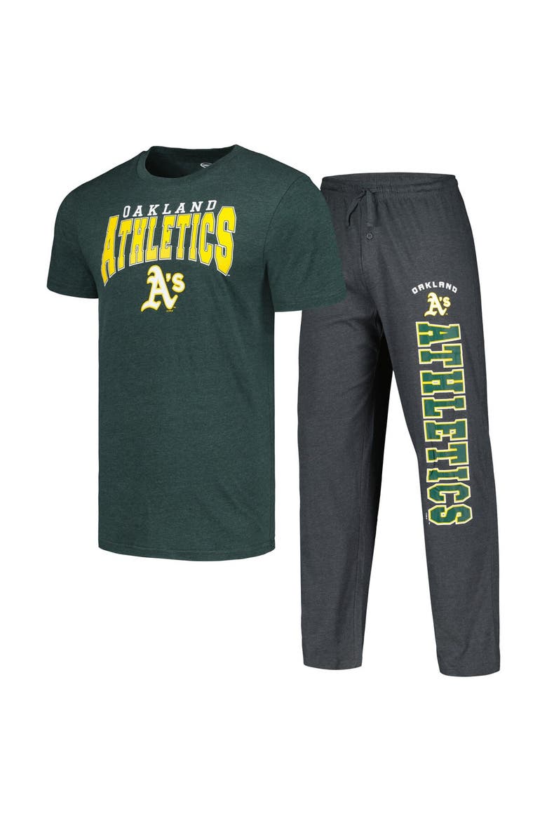 Men's Concepts Sport Charcoal/Green Oakland Athletics Meter T-Shirt & Pants Sleep Set, Main, color, Charcoal