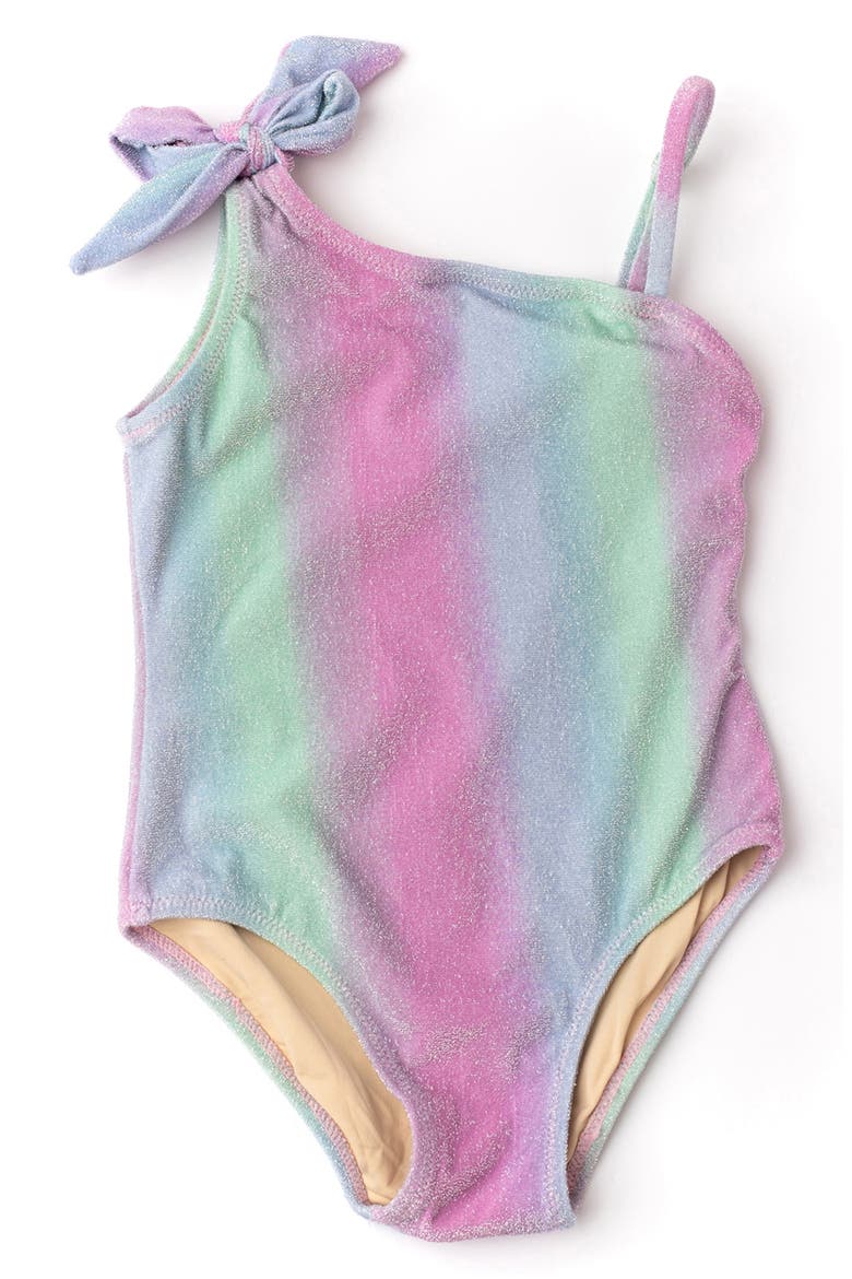 Kids' Shimmer Bunny Tie Shoulder One-Piece Swimsuit, Main, color, MULTI