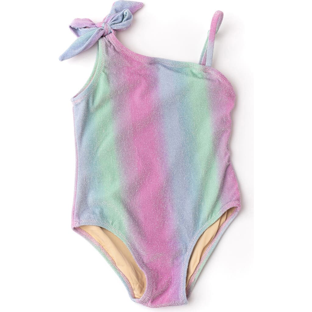 Shade Critters Kids' Shimmer Bunny Tie Shoulder One-piece Swimsuit In Purple Multi