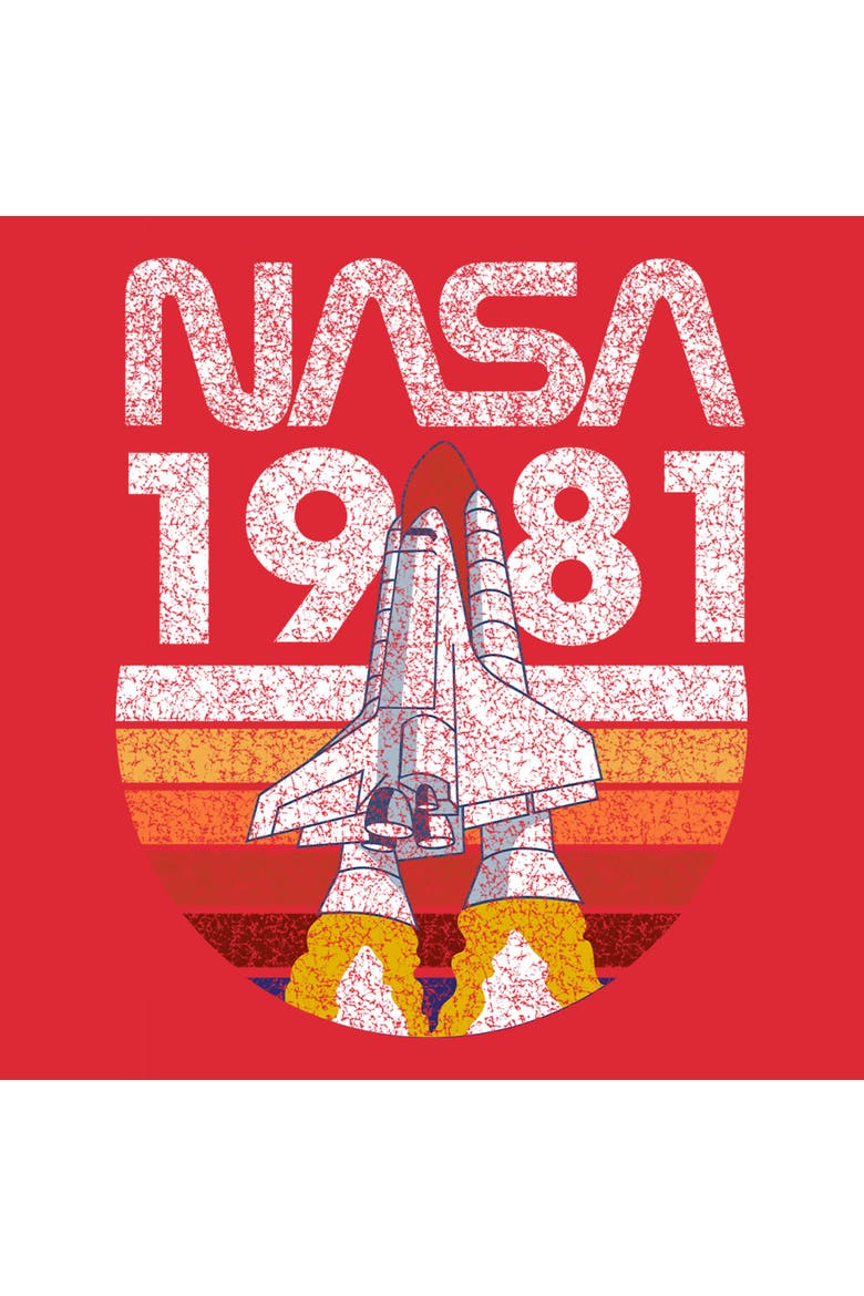 Men's NASA Distressed Logo Sunset  Graphic T-Shirt, Alternate, color, Red Heather