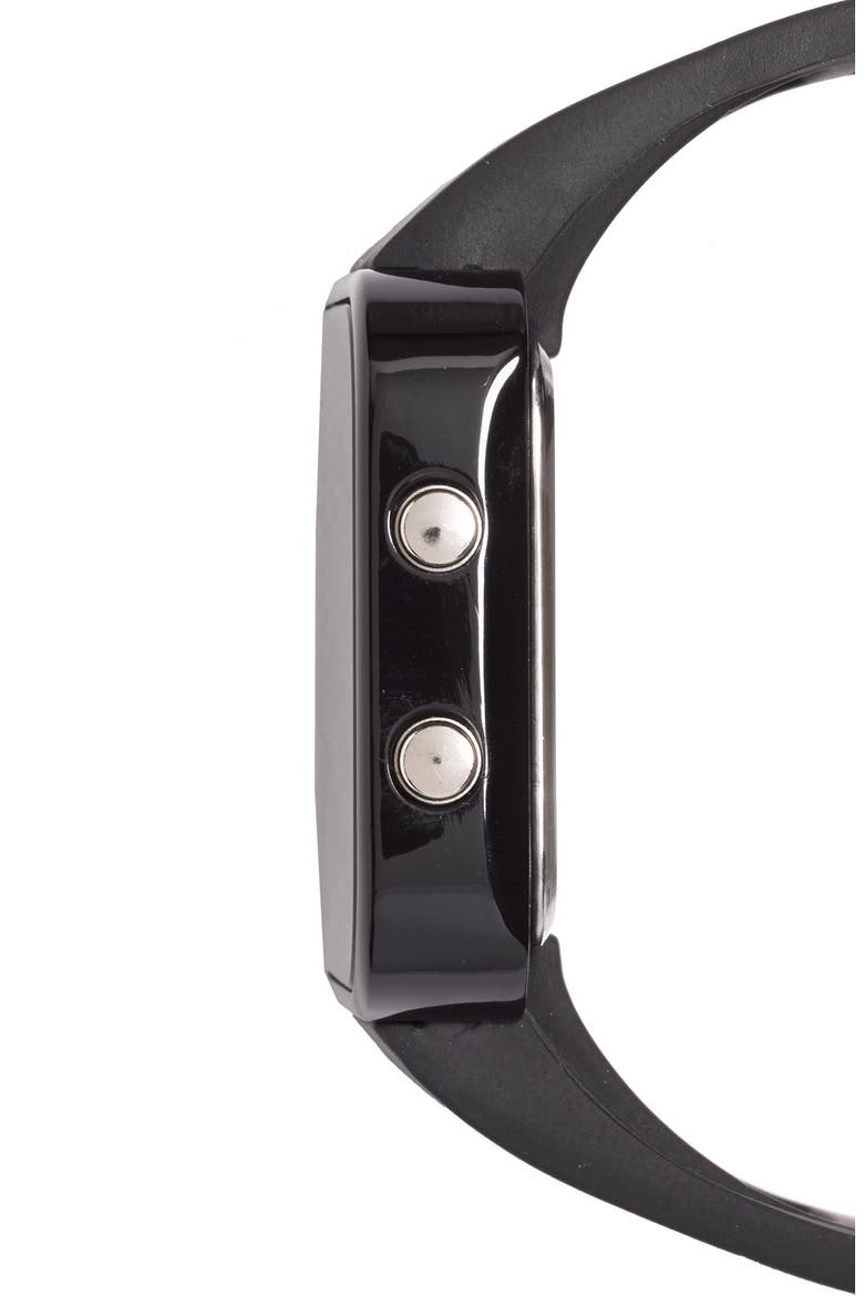 'Cancer' Square Digital Silicone Strap Watch, 38mm, Alternate, color, CANCER/ BLACK