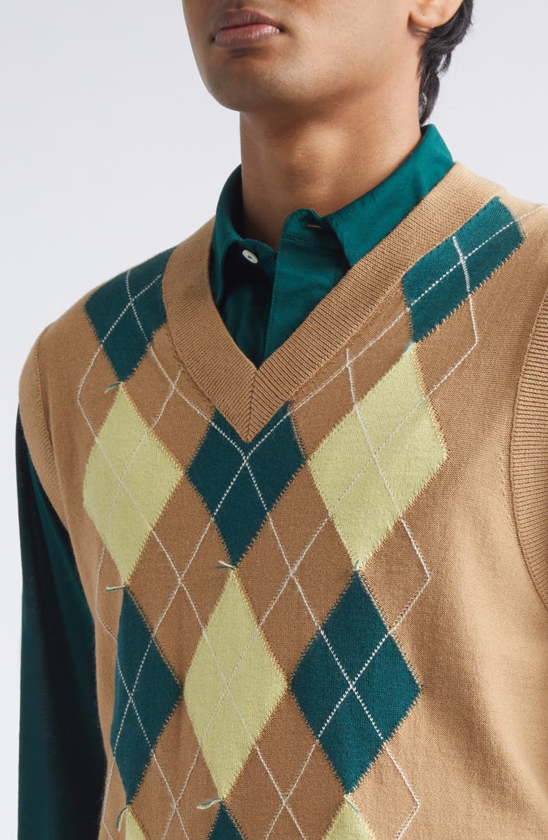 AMI PARIS Argyle Plaid Intarsia Knit Wool & Cotton Sweater Vest, Alternate, color,