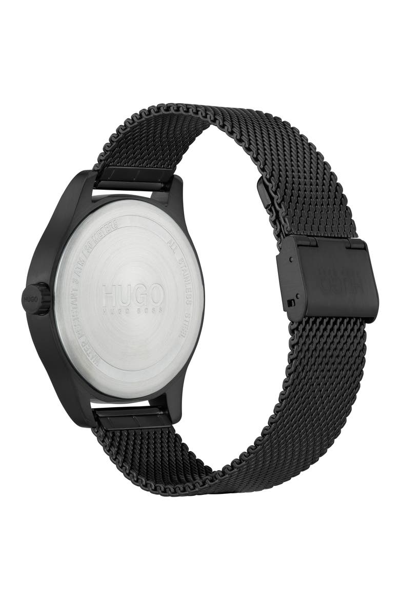 Mesh Strap Bracelet, 42mm, Alternate, color, BLACK DIAL