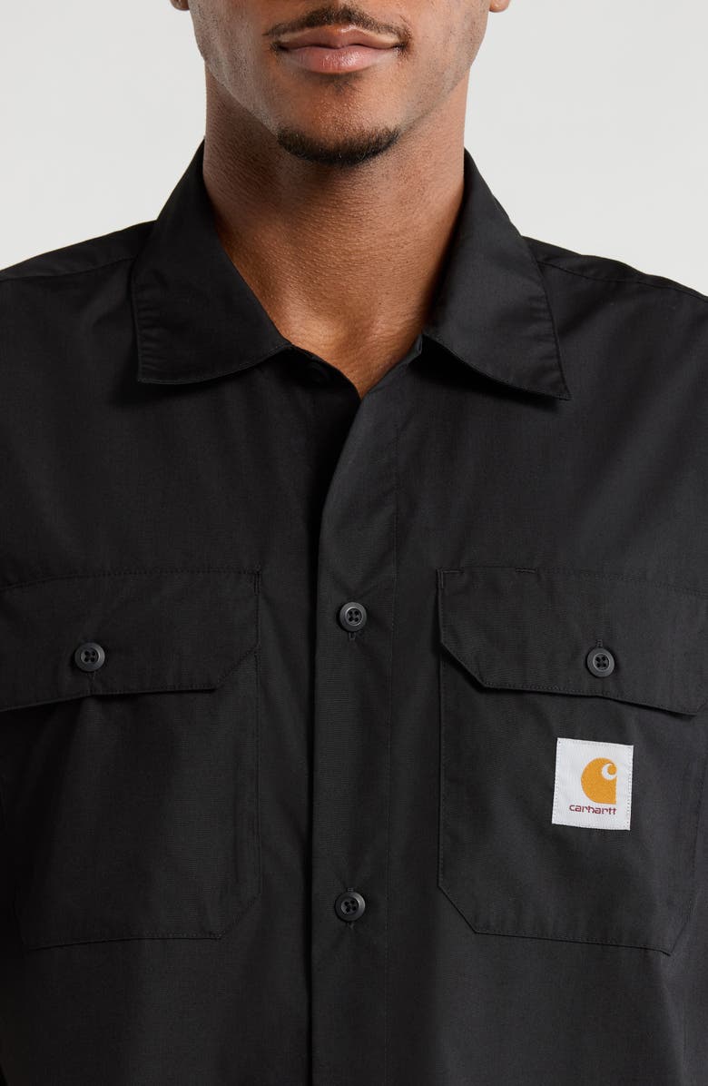 Carhartt Work In Progress Craft Short Sleeve Poplin Button-Up Work Shirt, Alternate, color, Black