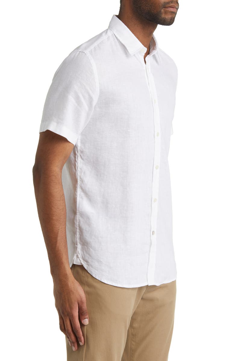 BOSS Ross Slim Fit Short Sleeve Linen Blend Button-Up Shirt, Alternate, color,