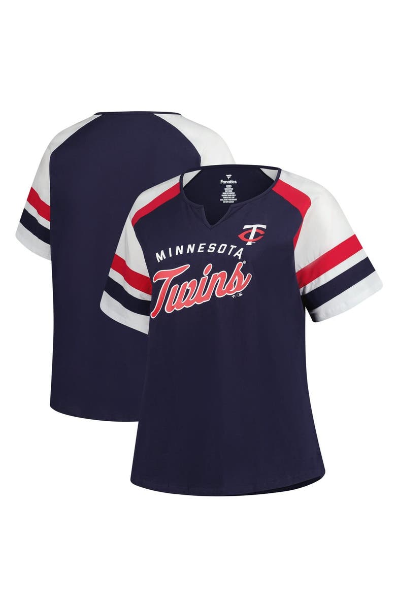 PROFILE Women's Profile Navy Minnesota Twins Plus Sized Arched Notch Neck T-Shirt, Main, color,
