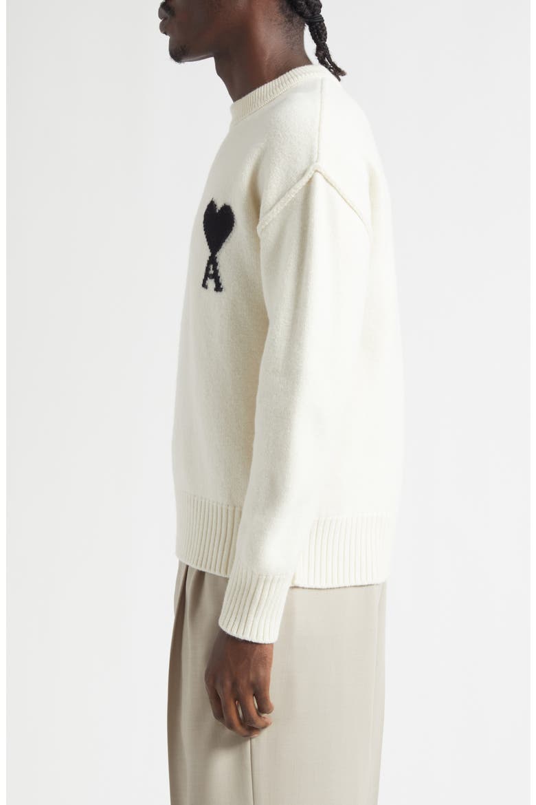 Ami de Coeur Monogram Crewneck Sweater, Alternate, color, ECRU/ NOIR