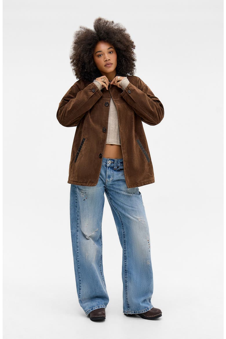 Eugine Faux Suede Jacket, Alternate, color, BROWN