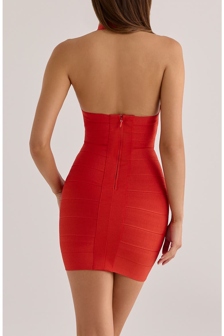 The Plunge Halter Bandage Minidress, Alternate, color, RED