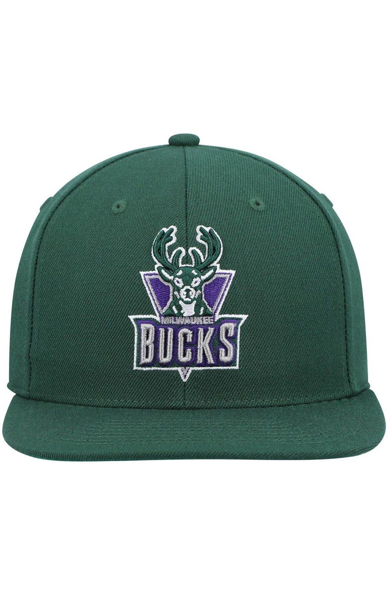 Mitchell & Ness Men's Mitchell & Ness Green Milwaukee Bucks Hardwood Classics Team Ground 2.0 Snapback Hat, Alternate, color, Green