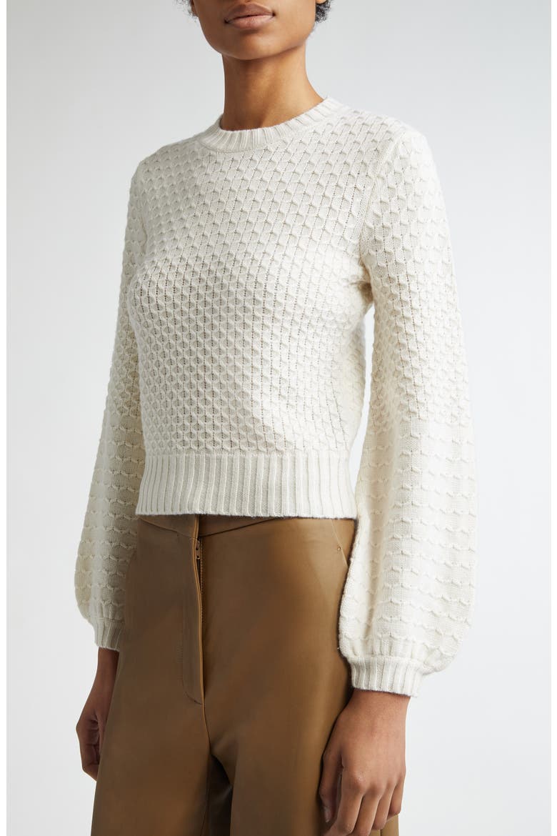 Elvira Wool & Cashmere Crewneck Sweater, Alternate, color, WHITE