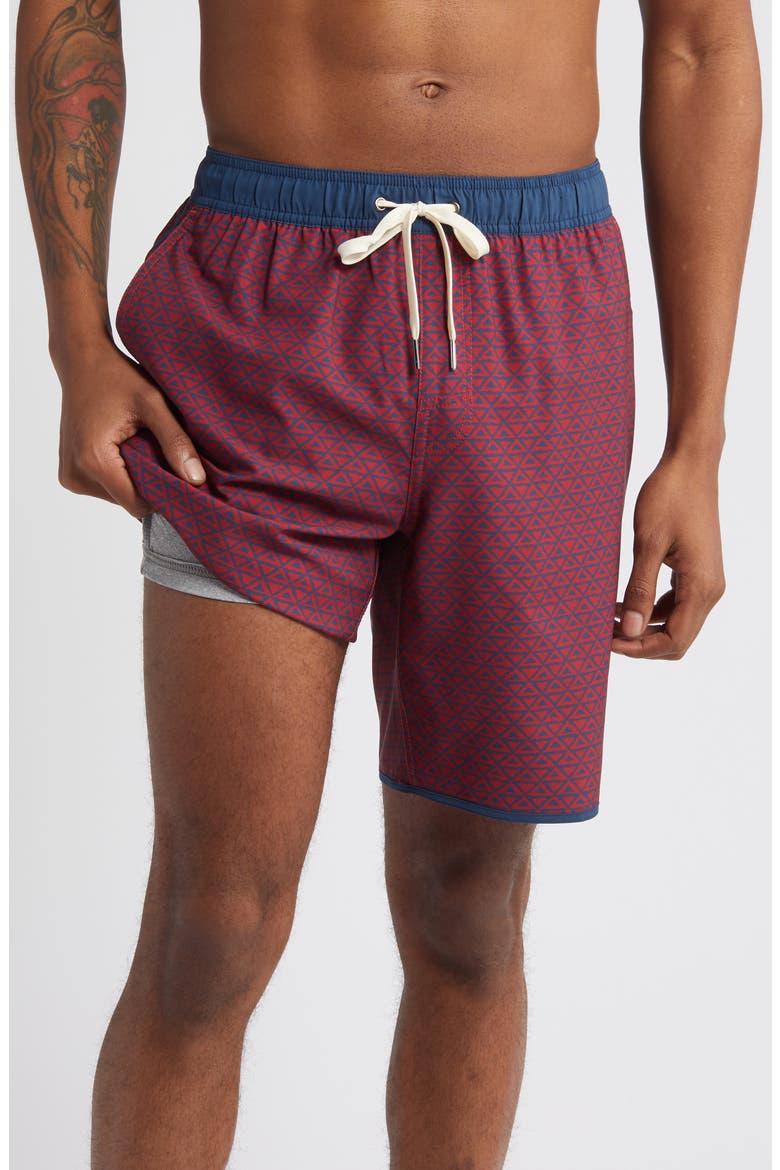 The Anchor Swim Trunks, Main, color, NAUTICAL RED WAVY GEO