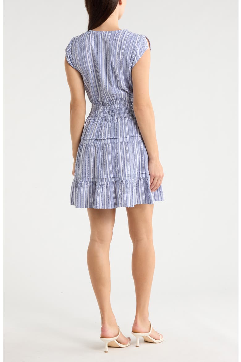 Smocked Waist Minidress, Alternate, color, BLUE/ WHITE STRIPE