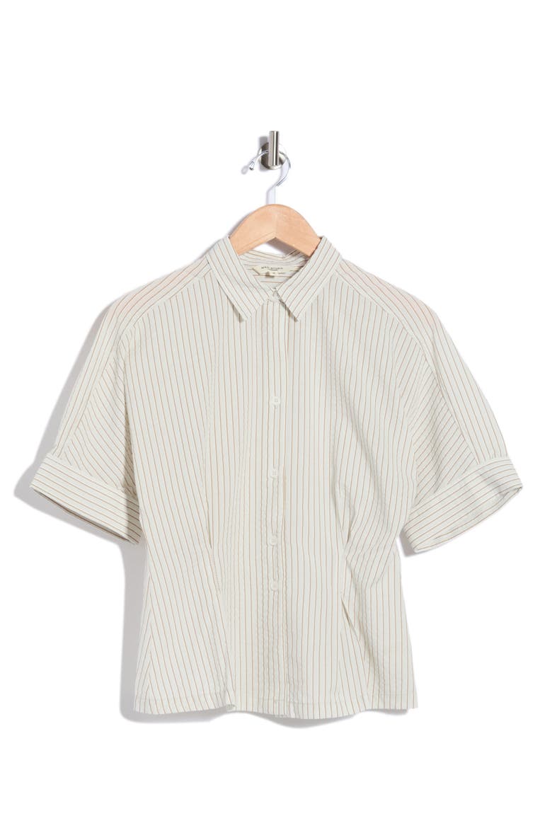 Stripe Button-Up Shirt, Main, color, LAUREL/ BRONZE BANKER STRIPE